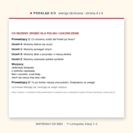 Scenariusz na 11 Listopada, Narodowe Święto Niepodległości, klasy 1–3, wersja pełna i skrócona