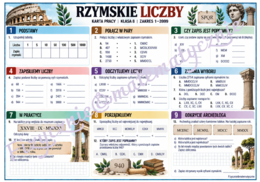 LICZBY RZYMSKIE – karta pracy | klasa 8 | powtórzenie