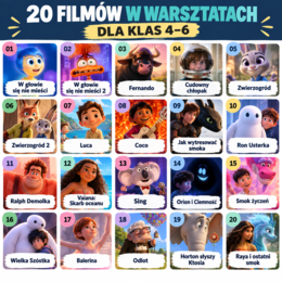 Filmowe warsztaty dla klas 4–6 – 20 filmów, 20 scenariuszy i 117 kart pracy A4