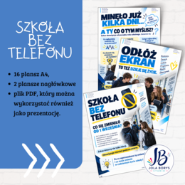 Zakaz telefonów w szkole – gazetka szkolna + prezentacja PDF dla klas 4–8