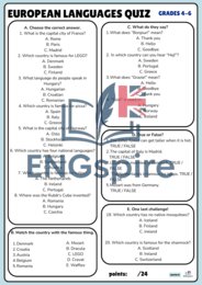 Europejski Dzień Języków – 22 Country Cards + 2 Quizy + Quiz Online | klasy 4–8