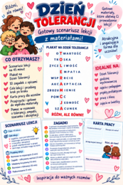 Dzień tolerancji-scenariusz lekcji, karty pracy, krzyżówkowa XXL