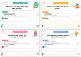 80 Writing Prompts – karty do pisania po angielsku | Back to School A2–B1/B1+