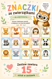 Znaczki przedszkolne – 15 słodkich zwierzątek do podpisania