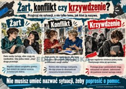 PRZEMOC RÓWIEŚNICZA — NIE WSZYSTKO JEST ŻARTEM,  gazetka, 20 plansz edukacyjnych A4 w poziomie