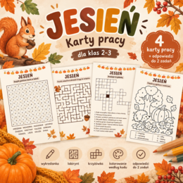 JESIEŃ – Karty pracy dla klas 2-3 (Pakiet 4 zadań + odpowiedzi)