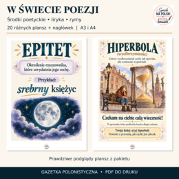 W świecie poezji – środki poetyckie, liryka i rymy | 20 plansz + nagłówek | A4 i A3