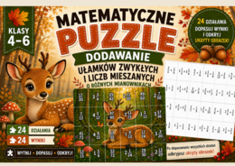 Matematyczne puzzle – dodawanie ułamków zwykłych i liczb mieszanych o różnych mianownikach – klasy 4–6