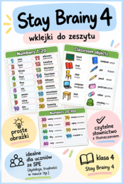 Stay Brainy 4 – wklejki ze słownictwem - proste, np. dla uczniów ze SPE | klasa 4