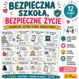 Bezpieczna szkoła, bezpieczne życie – 12 plansz o bezpieczeństwie | klasy 4–8