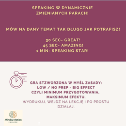Speed Chat - dynamiczna gra na speaking + 8 Speaking Posters | klasy 3-6 | A1-A2