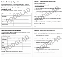 „Dobór programu aktywności fizycznej w oparciu o rekomendacje i rzetelne źródła informacji” – karta pracy + klucz odpowiedzi | edukacja zdrowotna