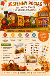 Jesienny pociąg - ruszamy w podróż po krainie kolorów  dla  dzieci 3-4-letnich