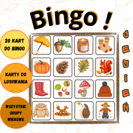 JESIENNE BINGO DLA DZIECI 🍂 | 20 KART DO GRY + KARTY DO LOSOWANIA