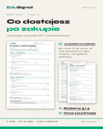Oś liczbowa i ułamki dziesiętne — karta pracy, klasa 6 (4 poziomy + klucz)