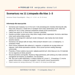 Scenariusz na 11 Listopada, Narodowe Święto Niepodległości, klasy 1–3, wersja pełna i skrócona