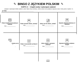Językowo-literackie bingo dla klasy 5 lub 6