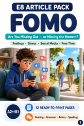 A004 Do you feel FOMO? – artykuł po angielsku A2+/B1 | should | przygotowanie do E8