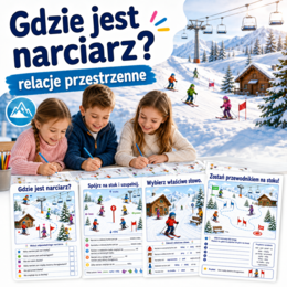 Gdzie jest narciarz? — nad, pod, obok, między, przed i za