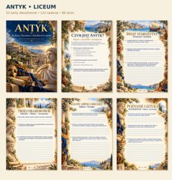 ANTYK — epoka literacka | LO | 22 karty dwustronne, 132 zadania, sprawdzian i klucze