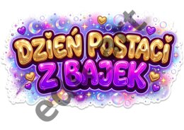 Duży napis XXL „Dzień Postaci z Bajek” – Dekoracja do sklejenia (115 x 80 cm, 21 stron A4)