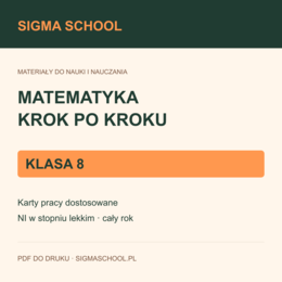 Matematyka krok po kroku — klasa 8, karty dostosowane (NI w stopniu lekkim)