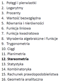 Przygotowanie do matury z matematyki - dział XII: Stereometria