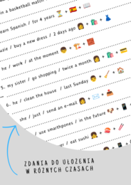 ZESTAW: Make a Sentence! - Mix Czasów - czasy - gramatyka -  powtórka - 6x karta pracy - .pdf