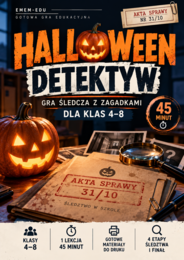 Halloween Detektyw – gra śledcza z zagadkami dla klas 4–8 | Gotowy materiał na 45 minut
