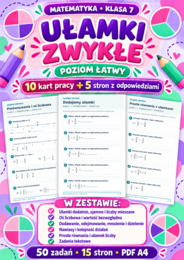 UŁAMKI  ZWYKŁE-ŁATWE-klasa 7