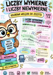 Liczby wymierne i niewymierne – kolorowa wklejka do zeszytu | Klasy 7–8