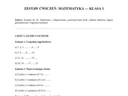 Zestaw ćwiczeń matematyka klasa 1