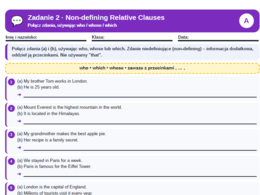 Relative clauses /gerung and to infinitive- karta pracy