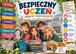BEZPIECZNY UCZEŃ – 33 kolorowe plansze edukacyjne
