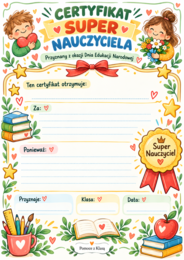 10 kart aktywności - „Recepta na wspaniałego nauczyciela” na Dzień Nauczyciela