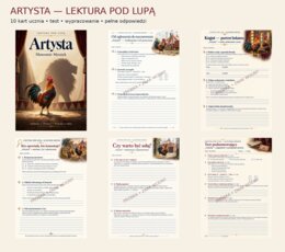 ARTYSTA — LEKTURA POD LUPĄ | Sławomir Mrożek | Karty pracy, test, wypracowanie i odpowiedzi dla klas VII–VIII