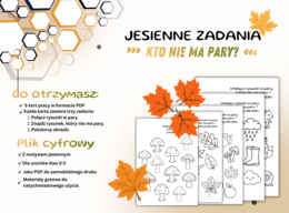 Jesienne karty pracy – „Kto nie ma pary?” 5 stron pdf