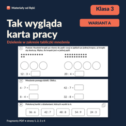Dzielenie w zakresie tabliczki mnożenia - karta pracy z kluczem | Matematyka, klasa 3 | Wariant A