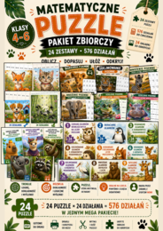 Matematyczne Puzzle – Mega Pakiet 24 Zestawów, 576 Działań | Działania Pamięciowe, Pisemne i Ułamki | Klasy 4–6