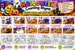 BEE BEST – HALLOWEEN ACTIVITY PACK - lapbook, printouts, handouts, rymowanka, wyliczanka, zakładka, pacynki paluszkowe,