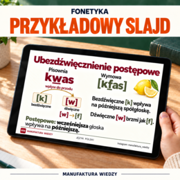 Fonetyka – prezentacja 77 slajdów + notatka do druku – głoski, litery, sylaby, funkcje „i”, akcent