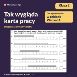 Długość: centymetry i metry - karta pracy z kluczem | Matematyka, klasa 2 | Wariant A