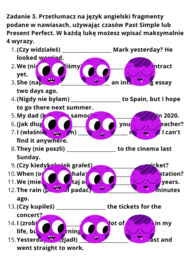 Past Simple vs. Present Perfect- karta pracy