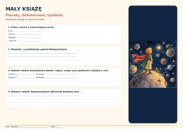 MAŁY KSIĄŻĘ - KARTY PRACY DO LEKTURY | 6 KART + KLUCZ ODPOWIEDZI