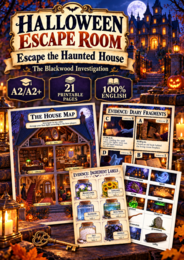 Halloween Escape Room – Ucieczka z nawiedzonego domu | klasy 7–8 | A2/A2+ | 21 stron po angielsku