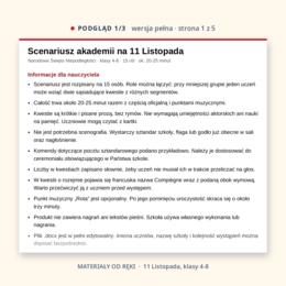 Scenariusz akademii na 11 Listopada: Narodowe Święto Niepodległości, klasy 4-8, wersja pełna i skrócona