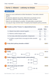 Boże Narodzenie klasa 3: karty pracy z polskiego i matematyki