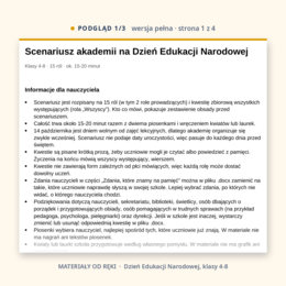 Scenariusz akademii na Dzień Edukacji Narodowej, klasy 4-8, wersja pełna i skrócona