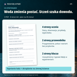 Stany skupienia wody - klasa 4, 2 obserwacje i karty pracy na 45 minut