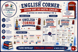 English Corner – baza gazetki szkolnej | Dekoracja pracowni języka angielskiego | PDF